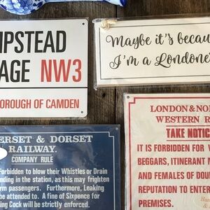 Vintage British Replica Signs - Four Total